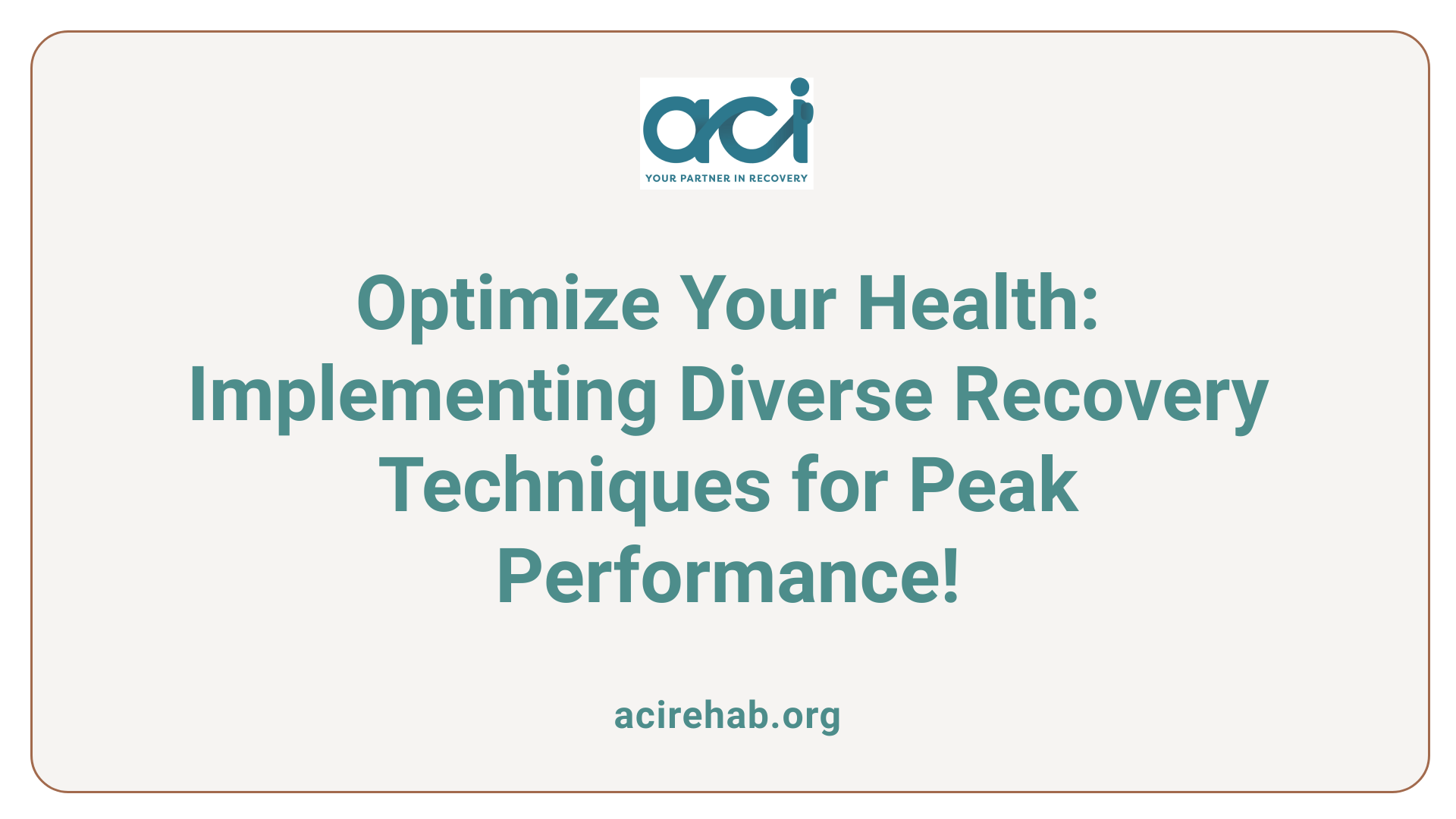 Optimize Your Health: Implementing Diverse Recovery Techniques for Peak Performance!