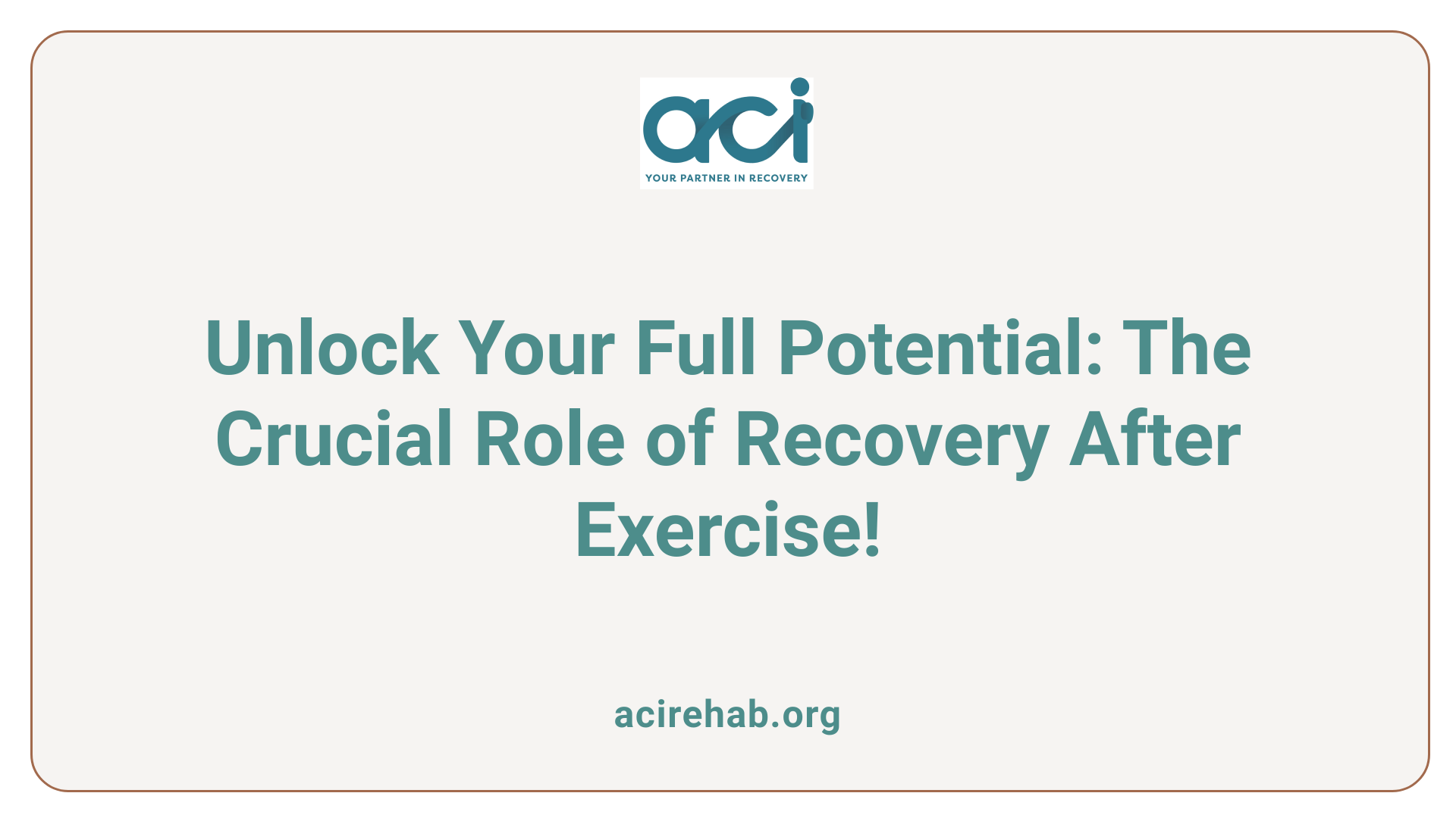 Unlock Your Full Potential: The Crucial Role of Recovery After Exercise!